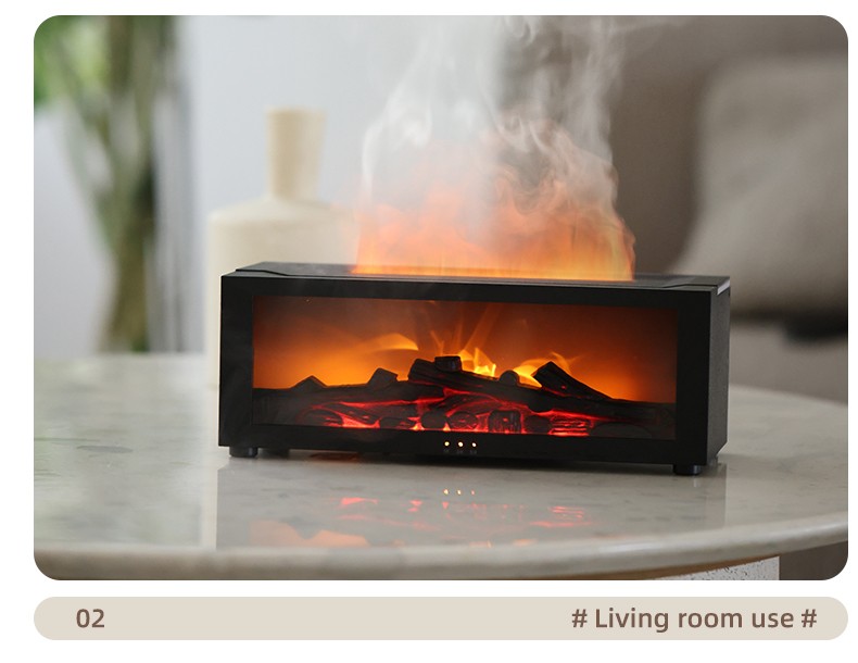 Flame Fireplace Humidifier Aromatherapy Essential Oil Diffuser with LED Light US