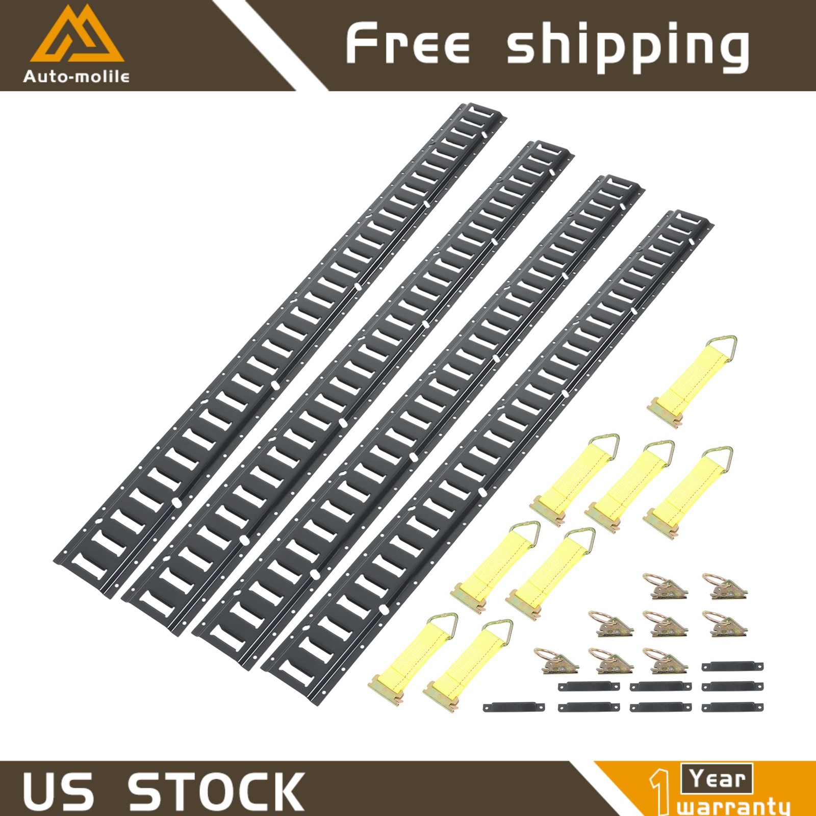5' E Track Rail Kit Portable Tie Down Multi Purpose Secure Steel 28 Pack Durable
