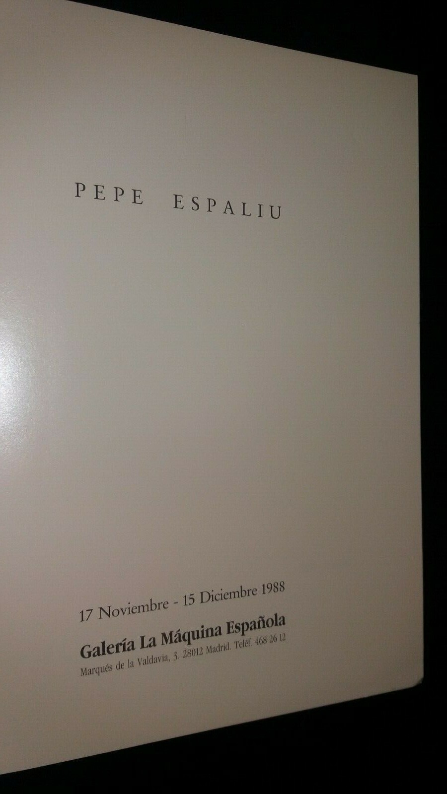 PEPE ESPALIU Exhibition Catalogue 1988 MADRID sculpture in Spanish and English