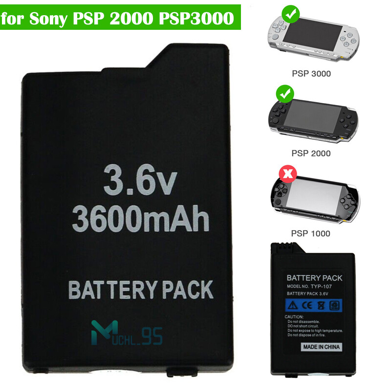 Batería de repuesto recargable de 3600 mAh para Sony PSP Slim 2001 2000 3000