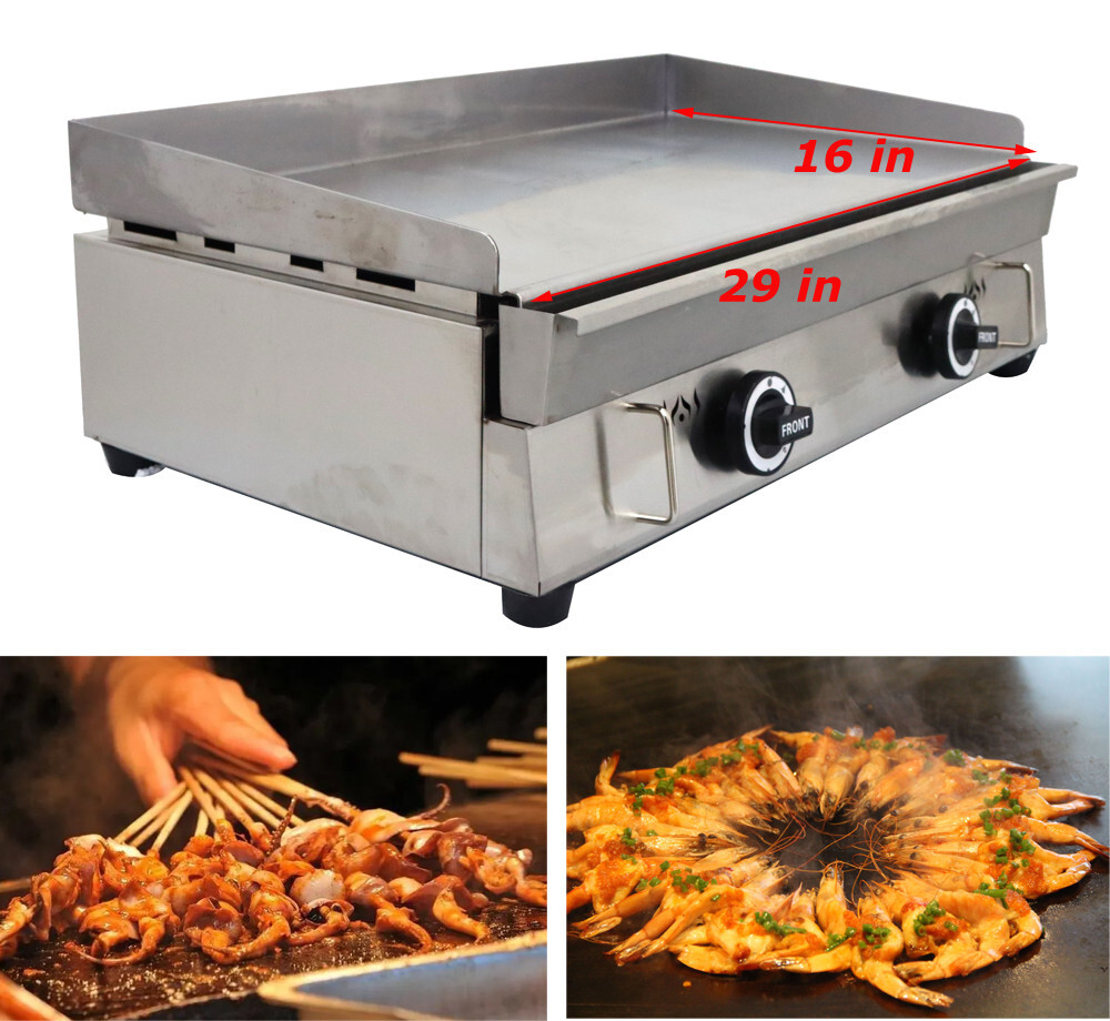 29*16 in Commercial Kitchen Countertop Flat Griddle Grill 2800PA LP Gas BBQ