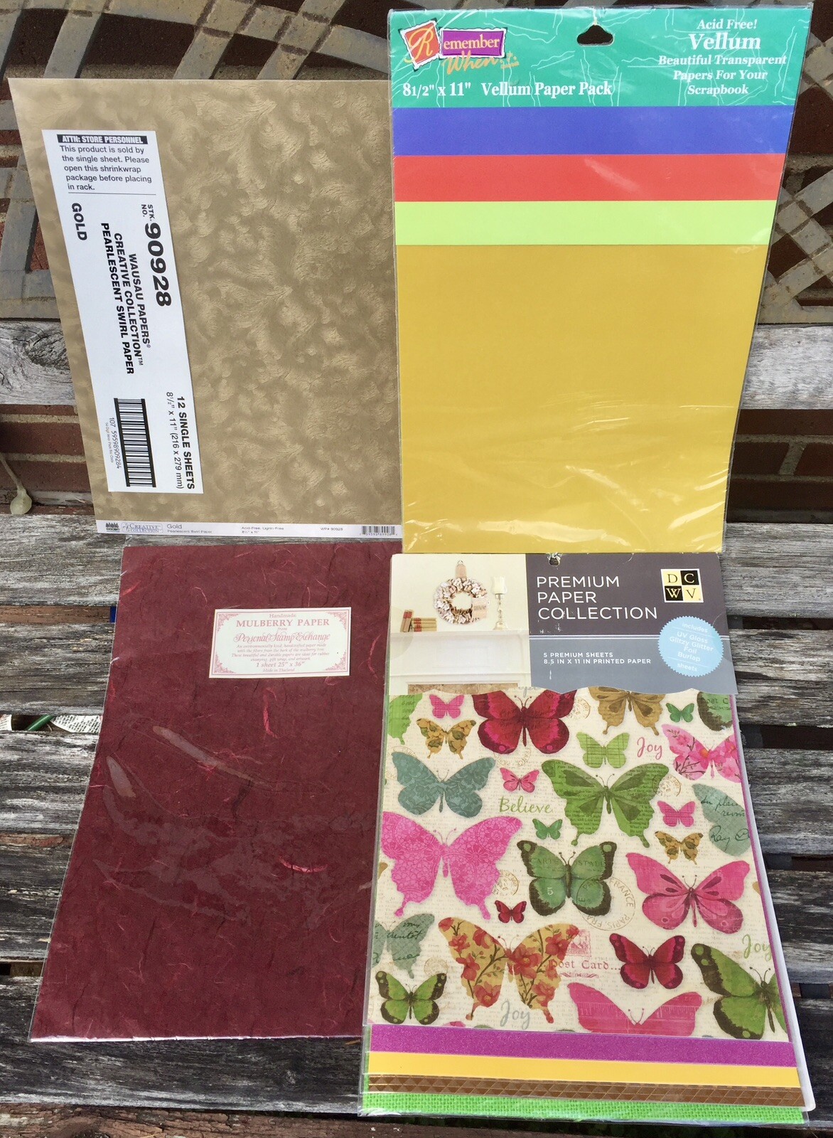 Pretty Specialty Craft Scrapbook Papers Lot - Metallic Vellum Mulberry More