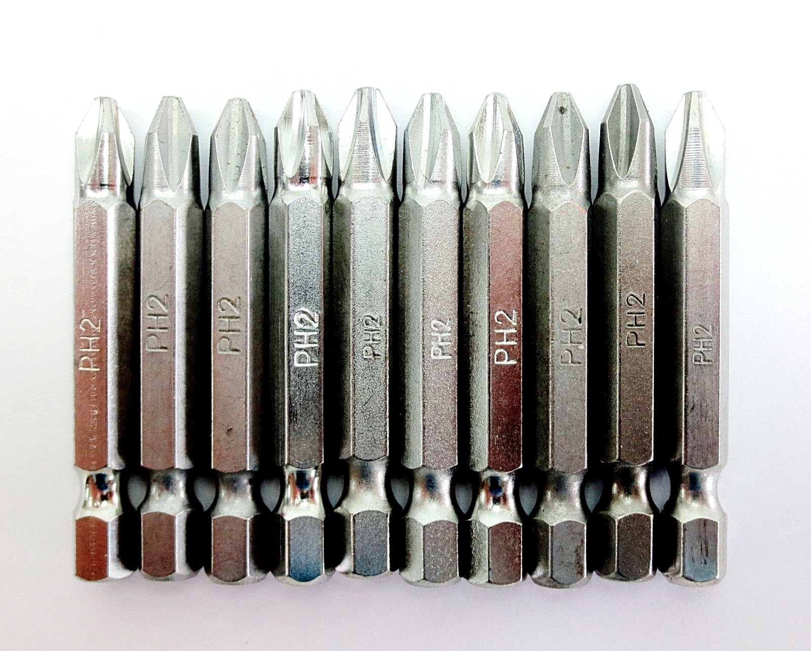 10 pc 2 INCH PHILLIPS #2 SCREW DRIVER BITS 1/4" QUICK CHANGE HEX SHANK PH2