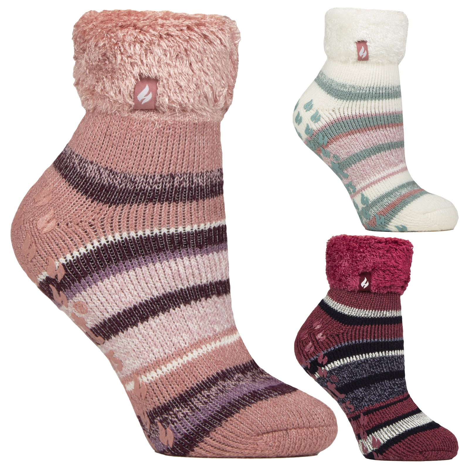 Ladies Soft Stripe Lounge Socks for Winter