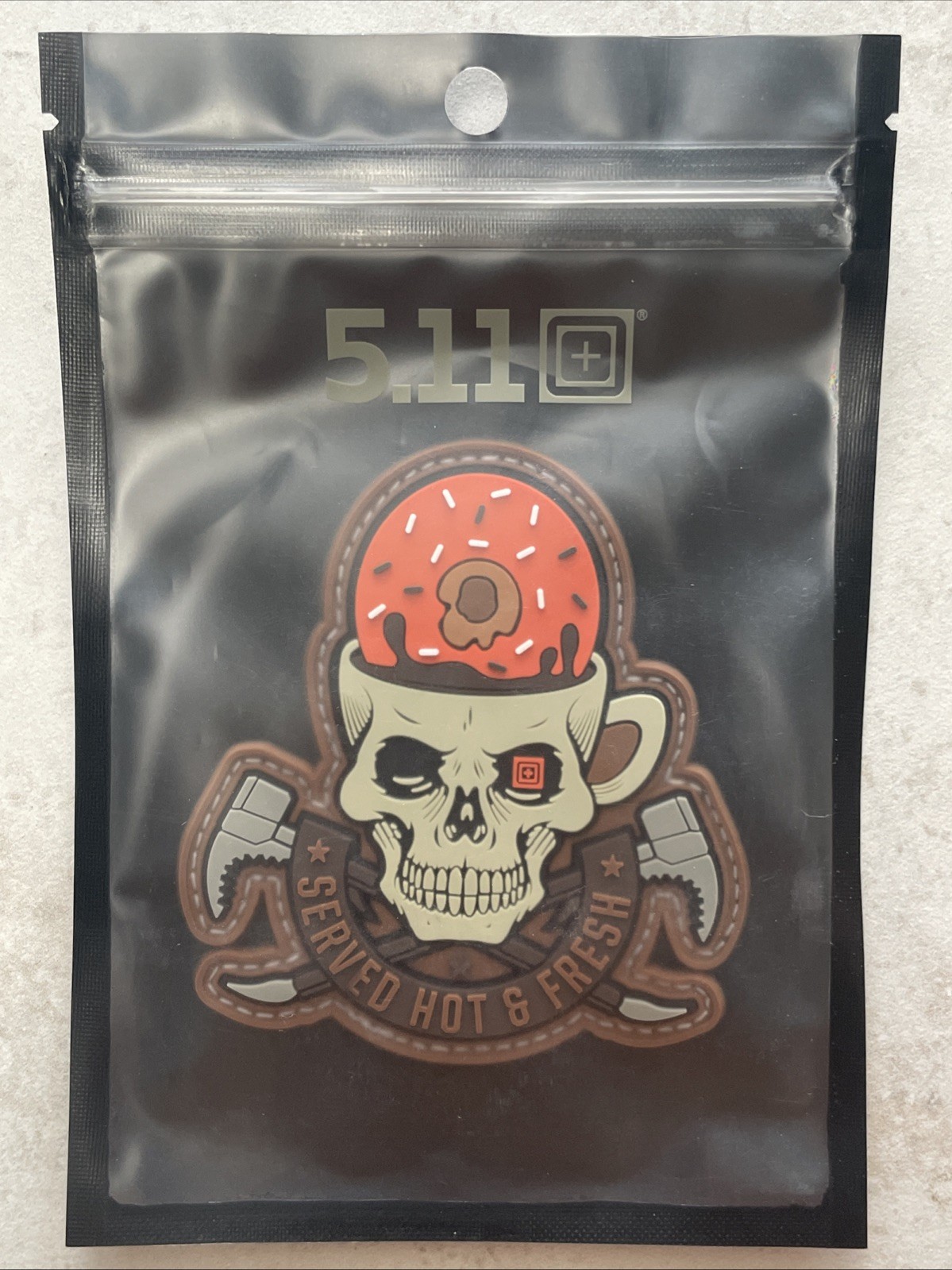 *BRAND NEW* 5.11 TACTICAL DONUTS 🍩 SERVED HOT PATCH SKULL 💀 CUP HOOK BACK