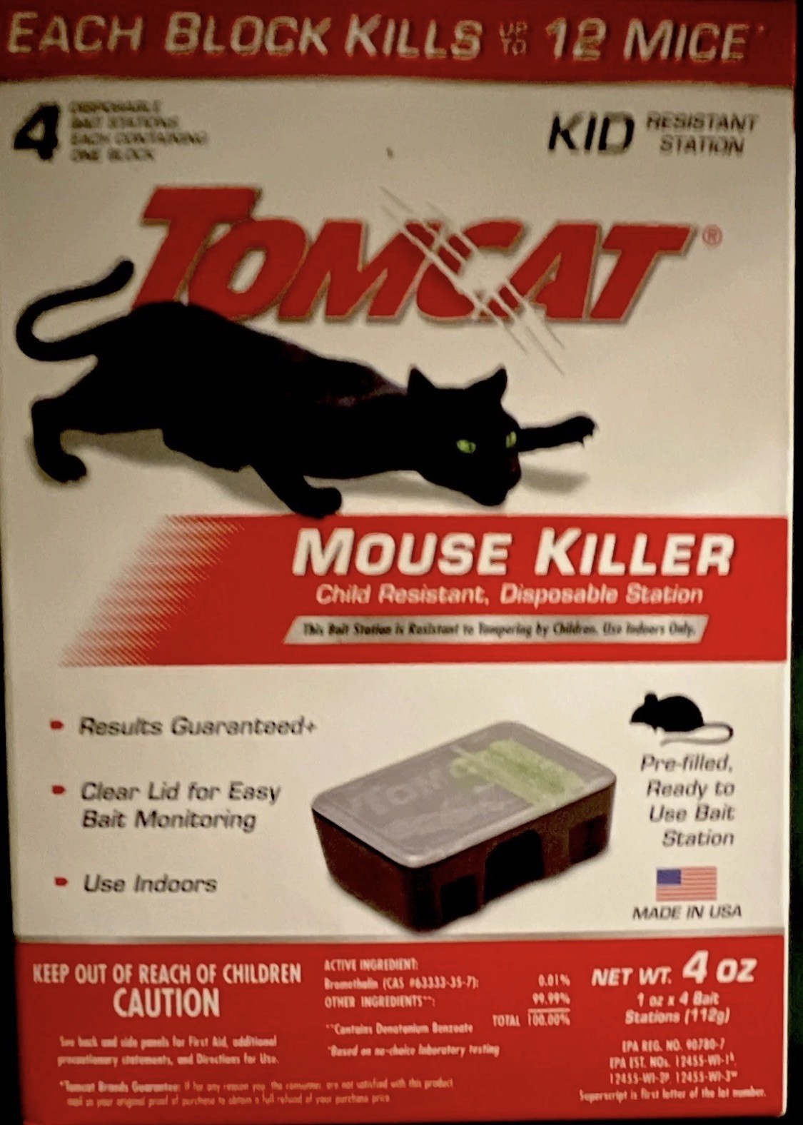 TOMCAT mouse bait station (new/unopened). Priced for 1 box/4 stations.