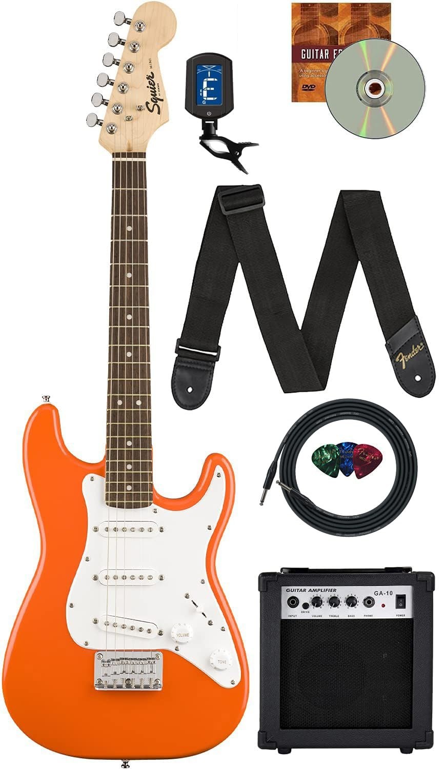 Fender Squier 3/4-Size Kids Mini Strat - Competition Orange w/ Amplifier