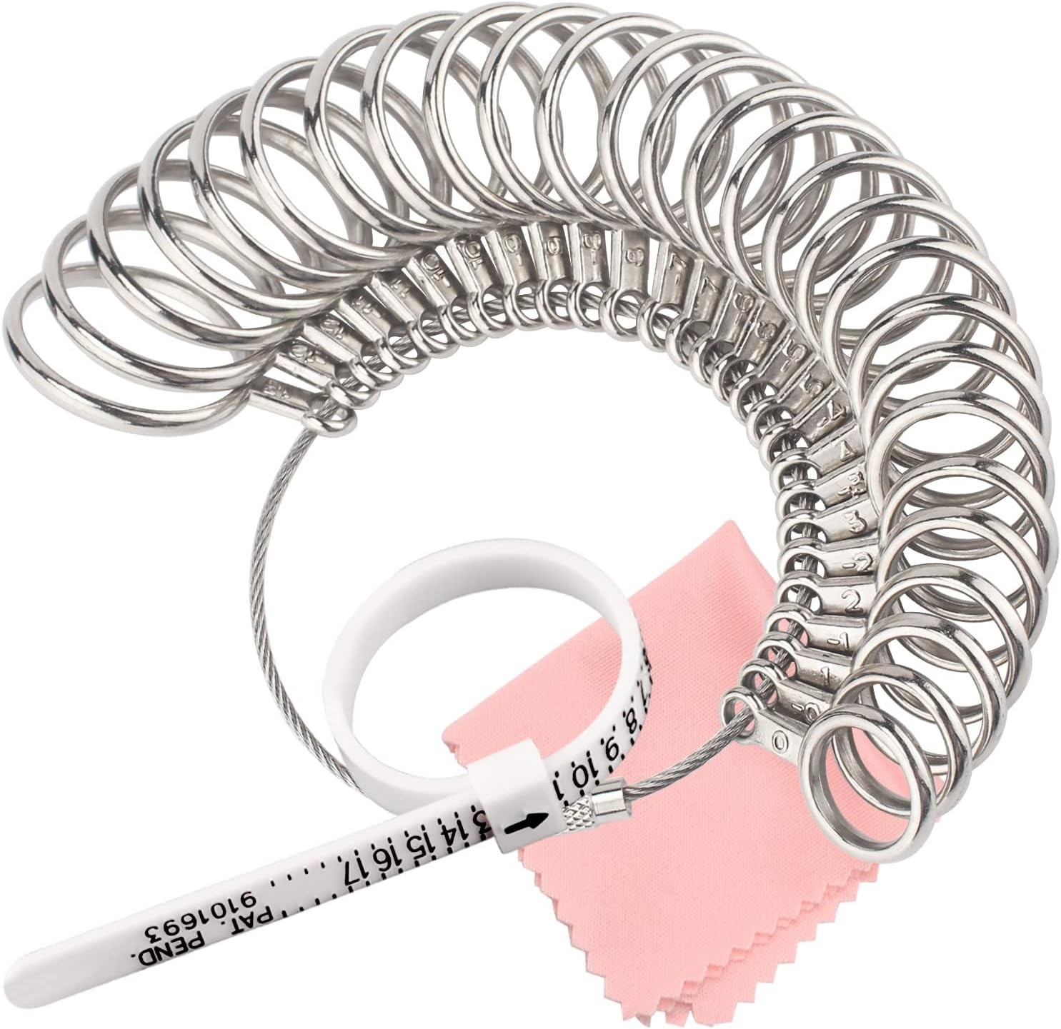 Adjustable Ring Sizing Tool for Adults, Includes Comprehensive Measurement Chart