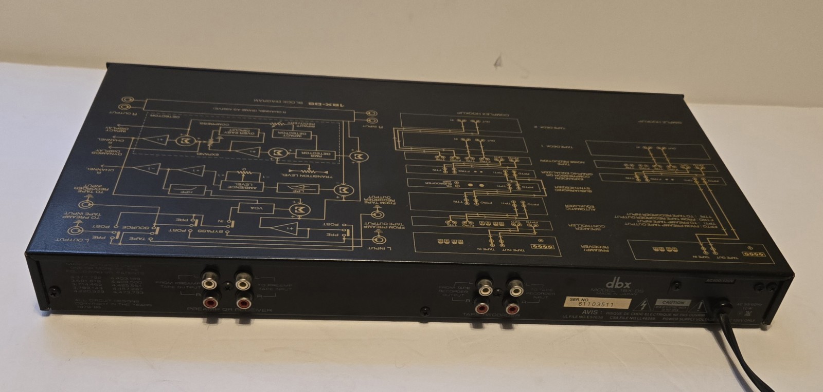 dbx 1BX-DS Dynamic Range Processor 2-Ch Tape Noise Reduction RCA 1U Rack