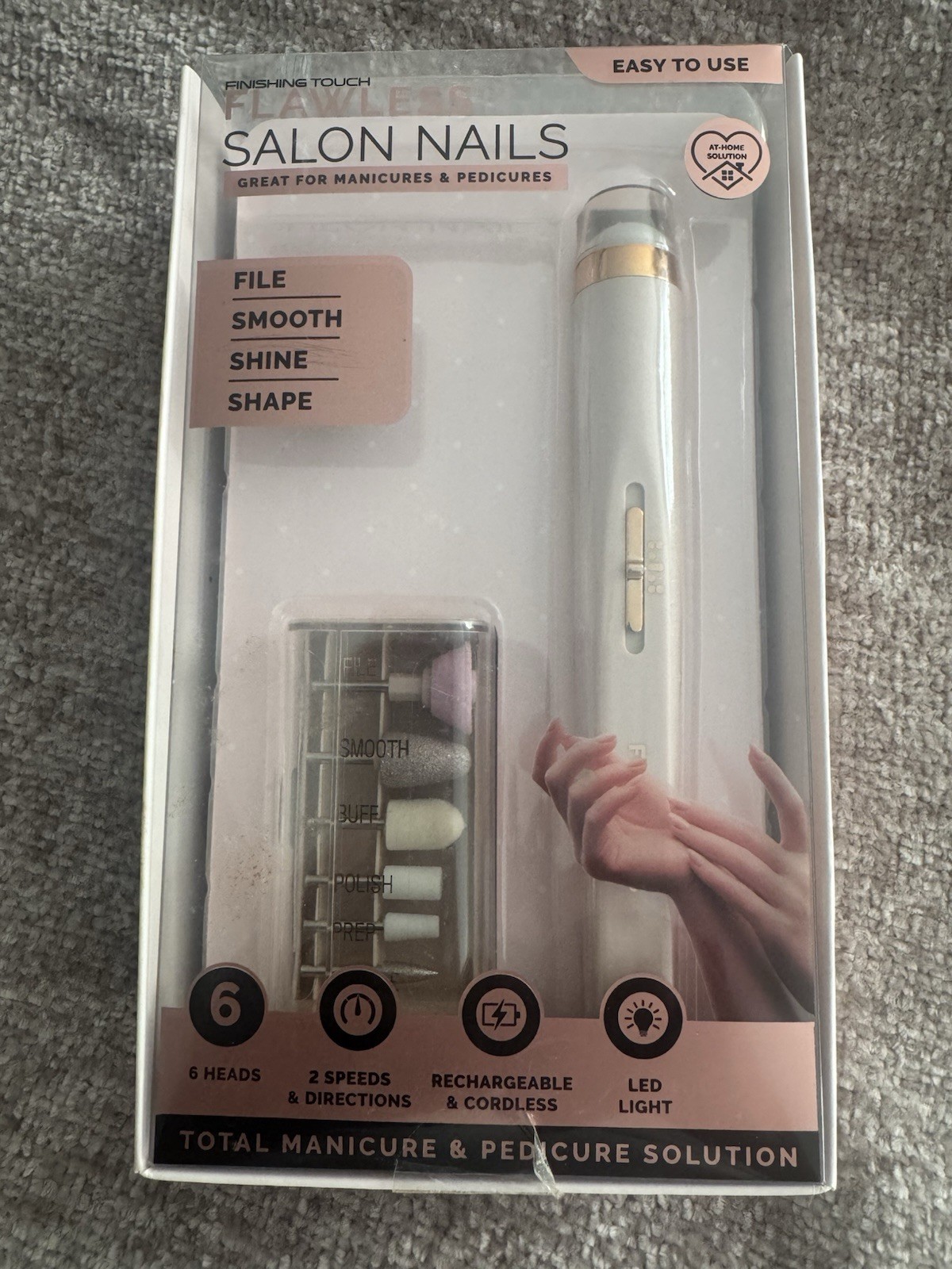 Finishing Touch Flawless Salon Nails Electric Nail File Kit, 6 Heads