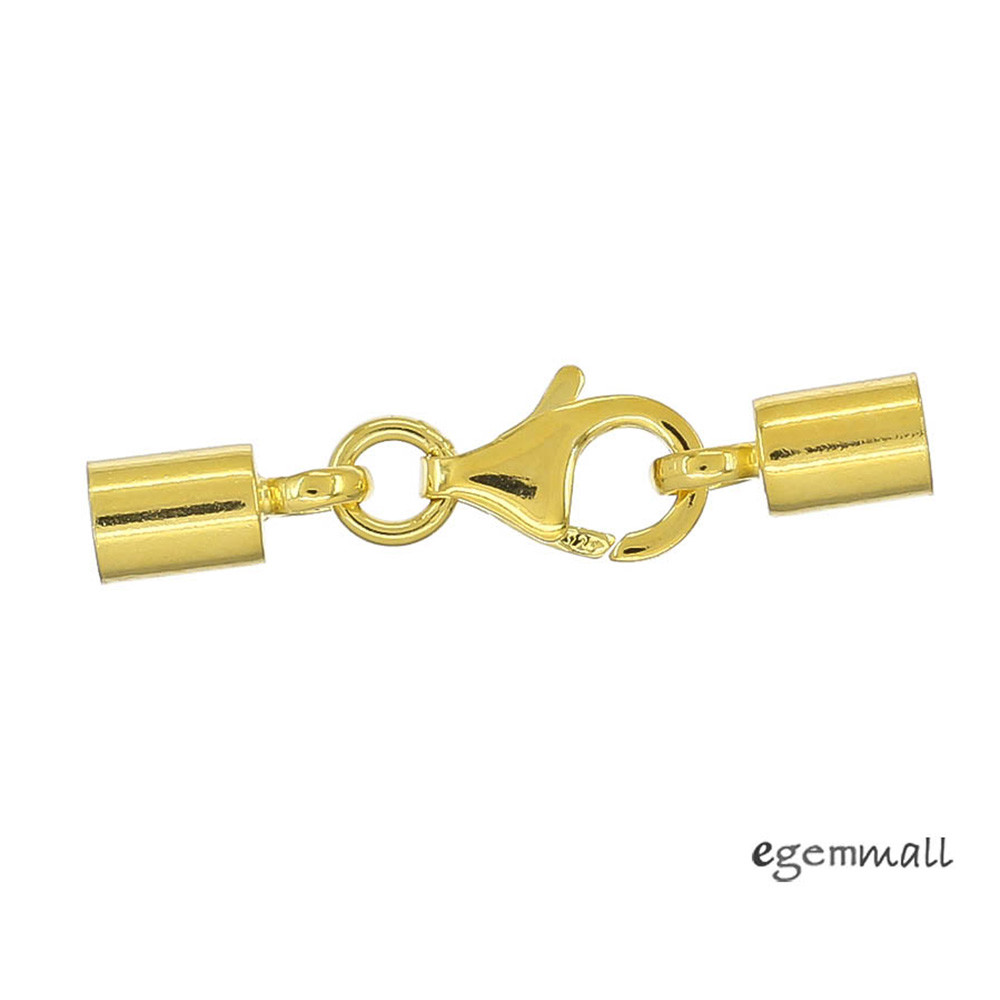 18kt Gold Plated Sterling Silver Lobster Clasp Leather Cord End Cap 4mm #99782