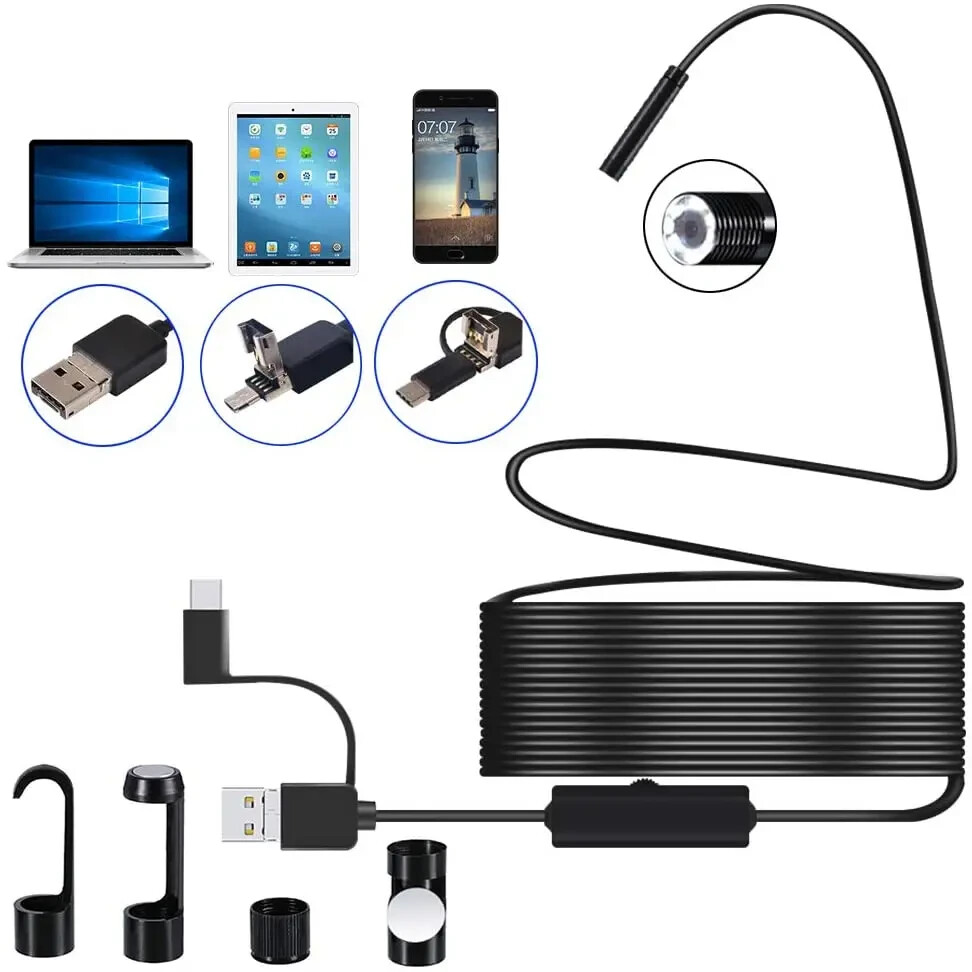 1080P 3-in-1 Micro USB/Type-C 8 LED Camera Inspection USB Endoscope
