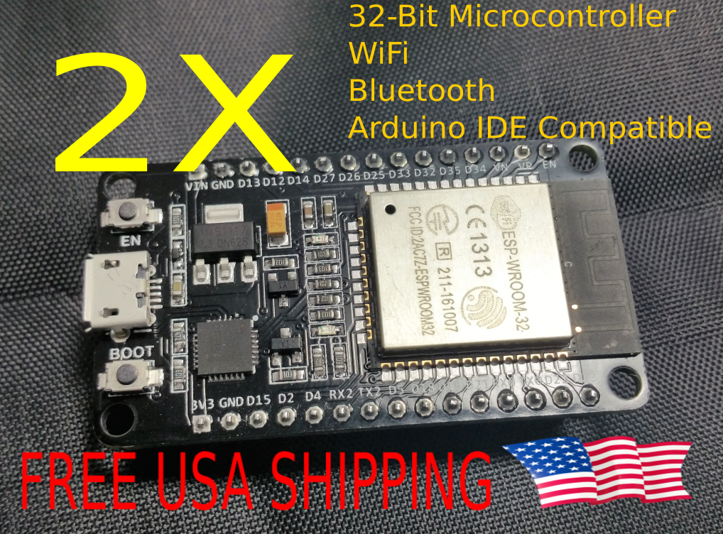 2Pcs ESP32 Rev1 ESP-32 Dev Board Wifi Bluetooth BLE Module Arduino IDE Compat.