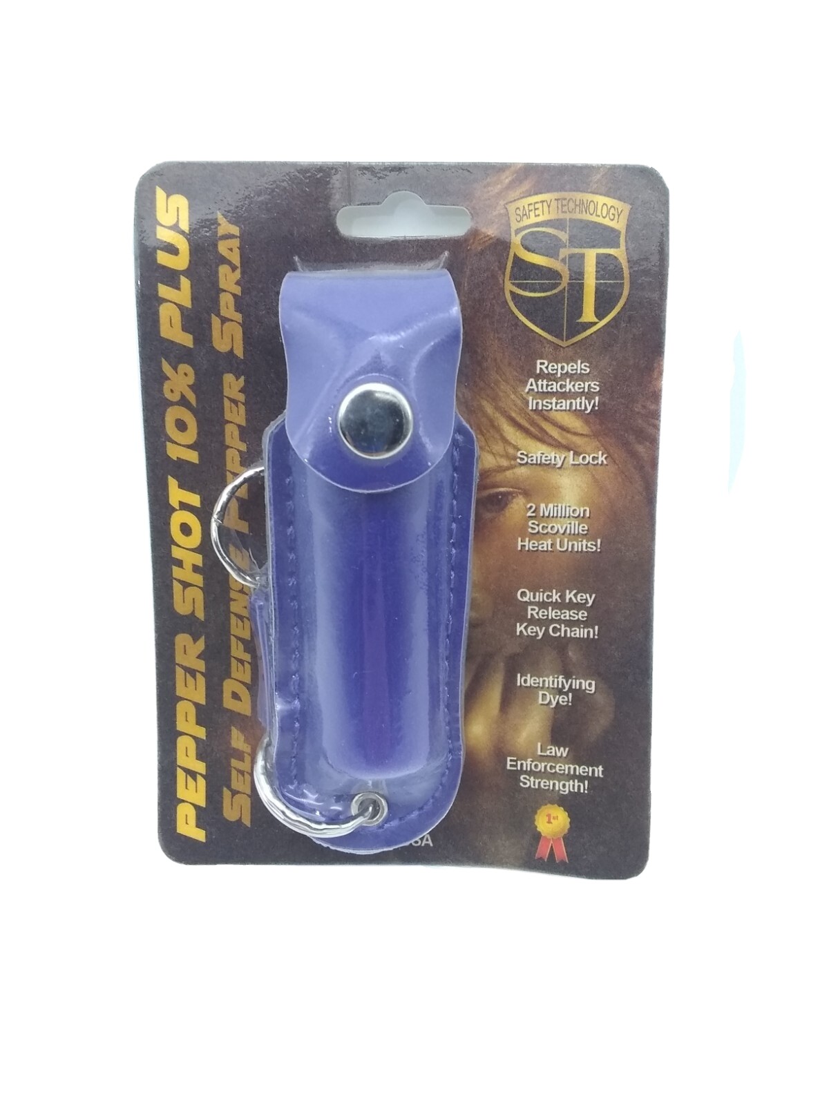 Self Defense Pepper Spray 10% Plus Pepper Shot w/ Blue Leatherette Holster