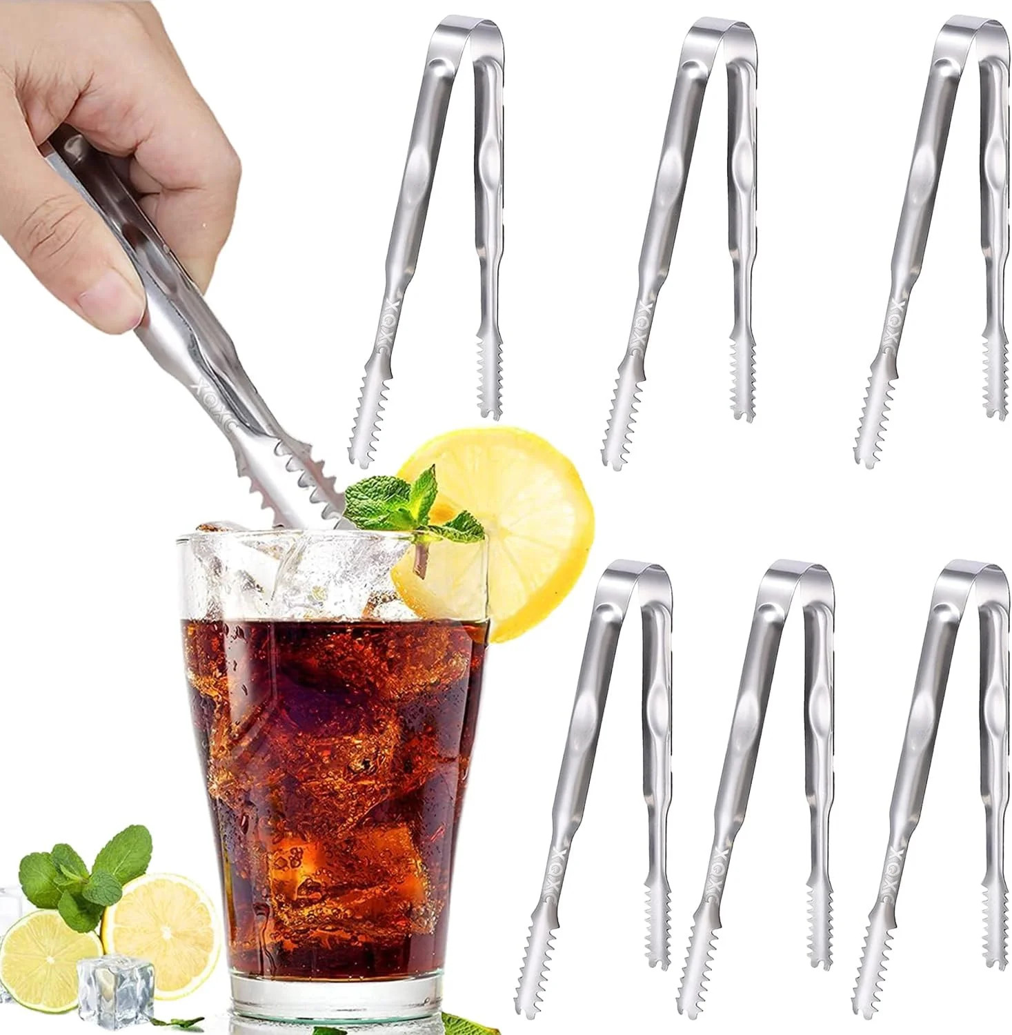 Mini Stainless Steel Serving Tongs Appetizers Tongs set for 6Pcs 6inch Sugar Cub