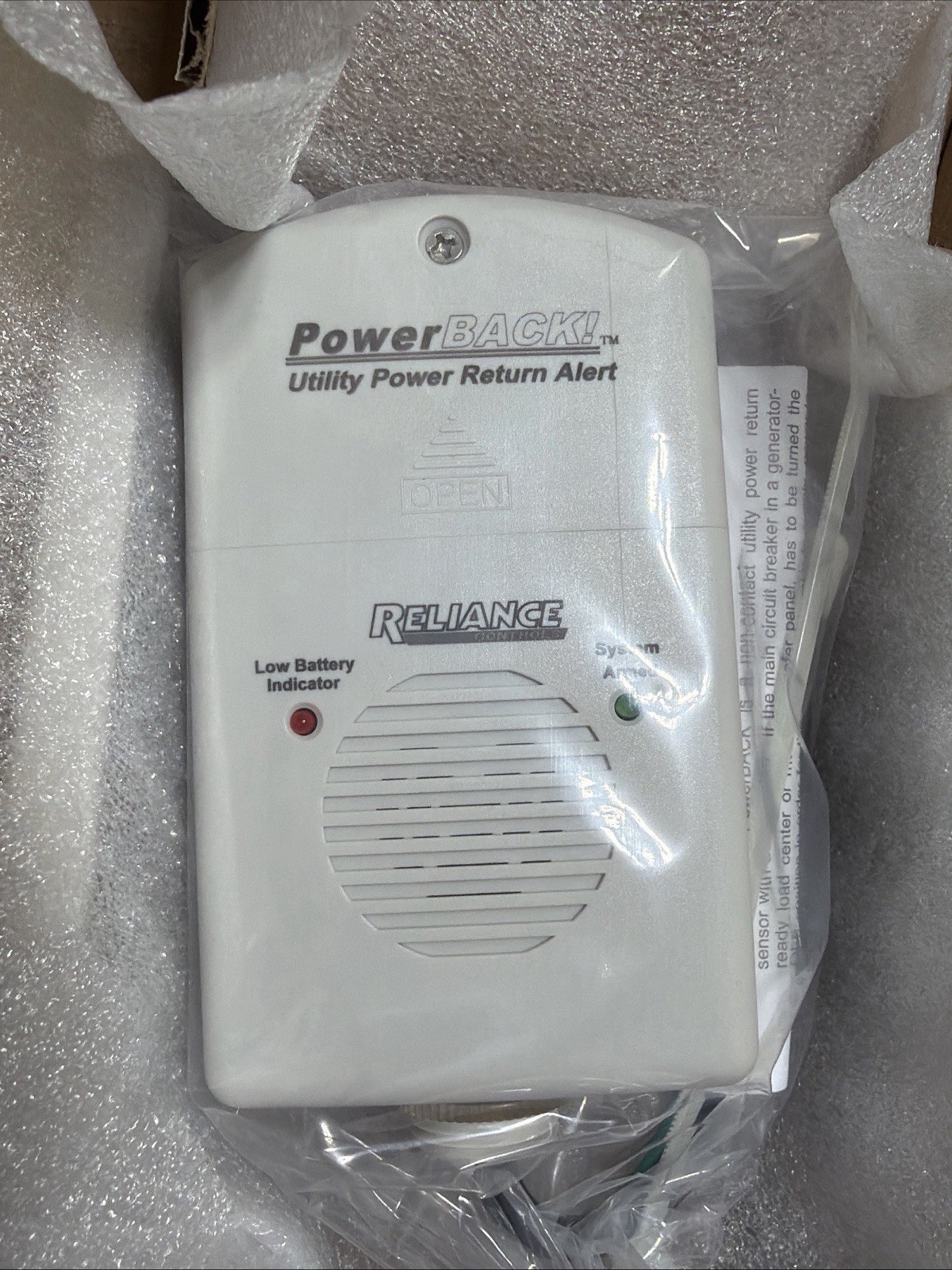 Reliance Controls THP108 Powerback Utility Power Return Alert Open Box