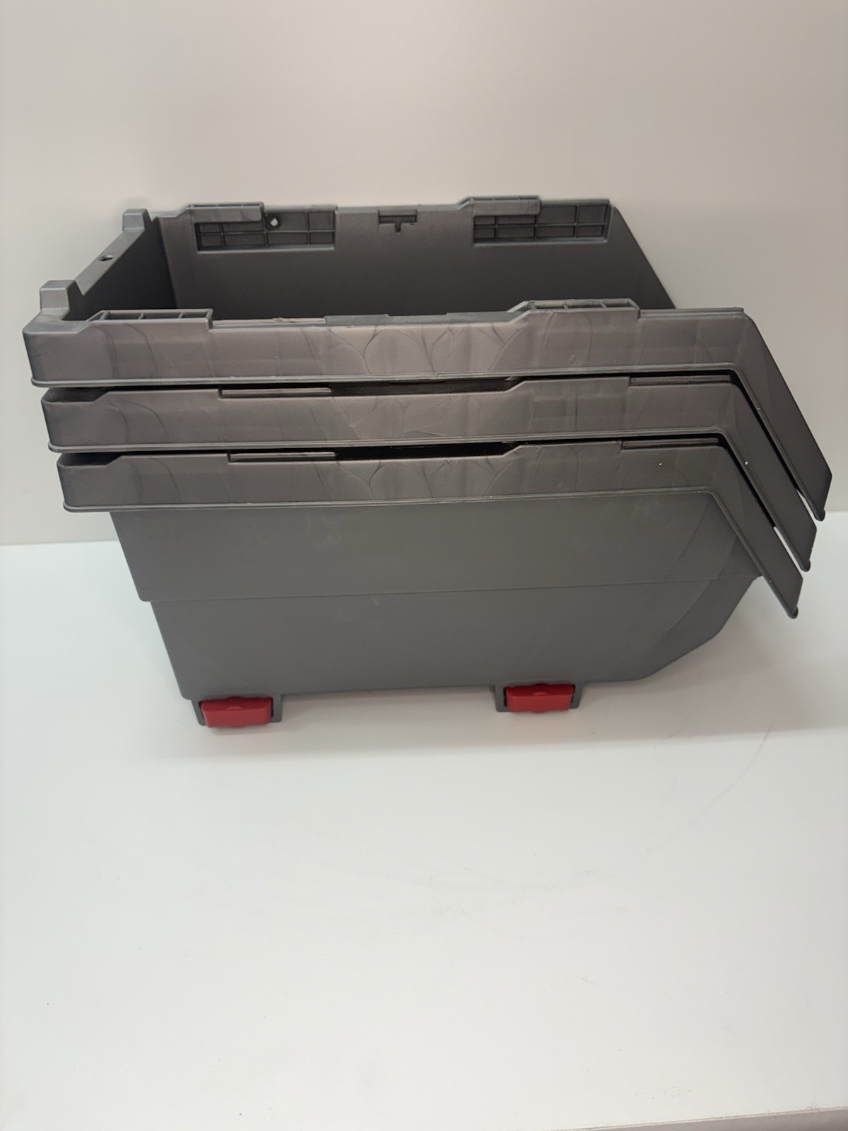 Husky Gray Storage Bins Stackable 11”x7”x5.5 Garage Tool Bolts Organizer Set 3
