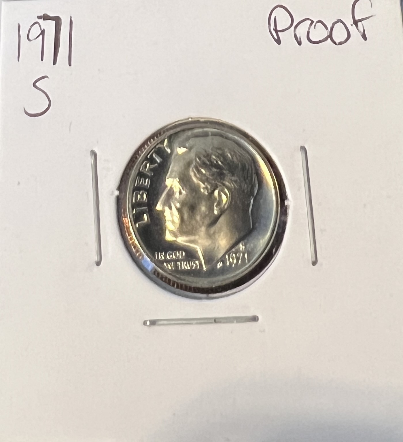 1971-S ROOSEVELT DIME STRAIGHT FROM PROOF SET  ACTUAL COIN  #7243