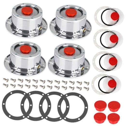 4 Pack 343-4009 Trailer Hub Caps with Oil Window Cover Kit 4 Set 4PCS SET