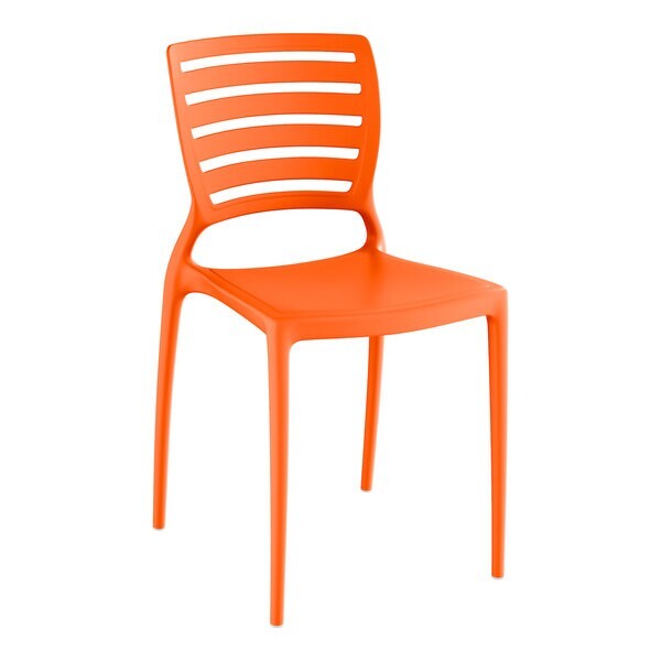 Bistro Style Orange Resin Stackable Outdoor Patio Restaurant Dining Chair