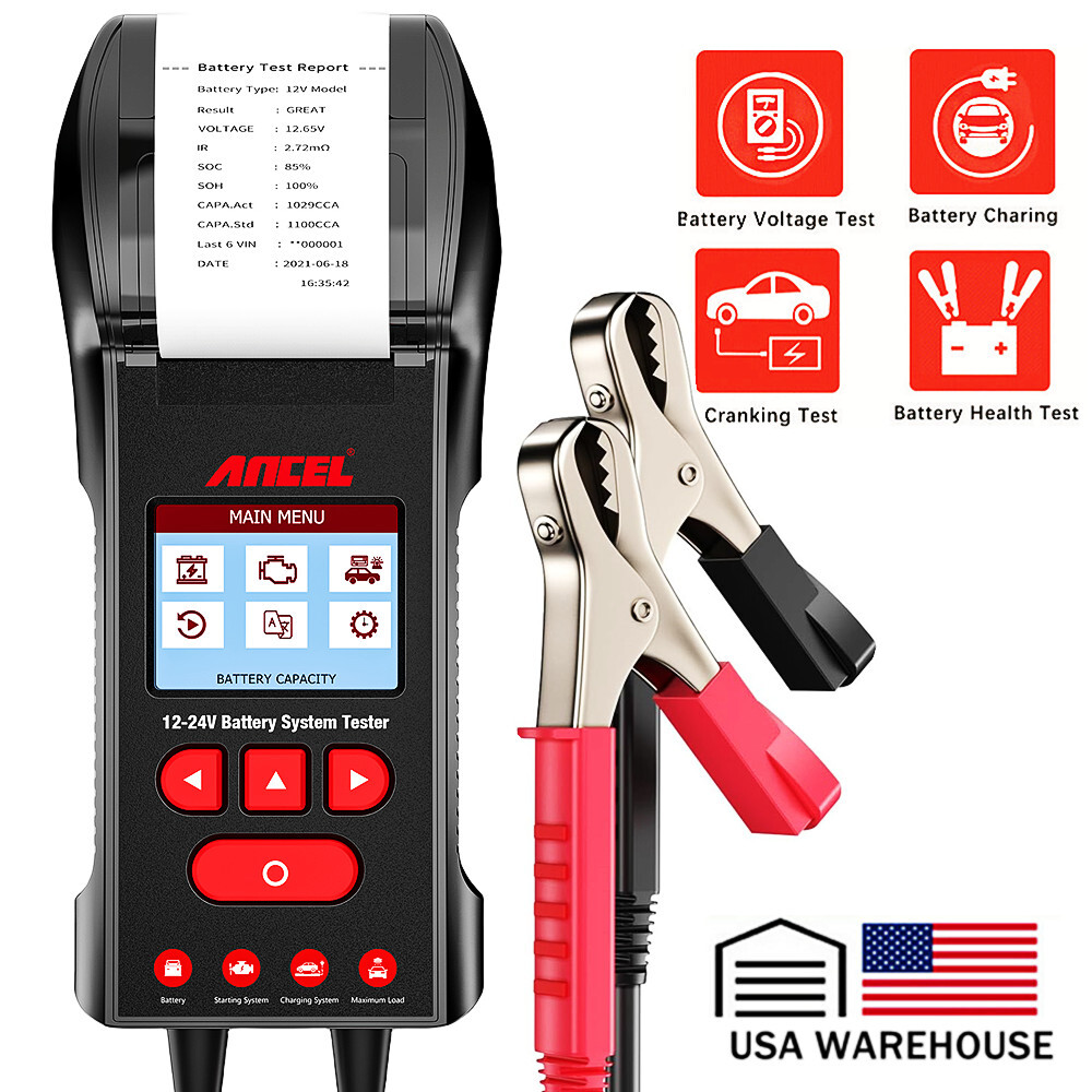 Car Battery Tester Battery Load Tester 12V 24V Charging Charging System Analyzer