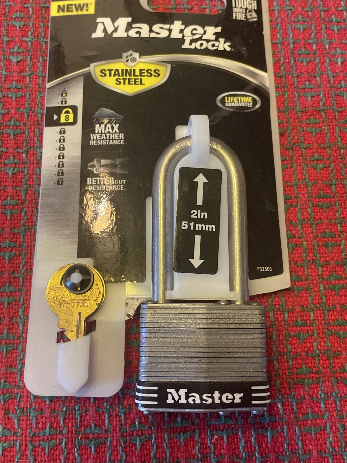 Master Lock Stainless Steel Lock Max Weather 2” Clearance New 2 Keys Included