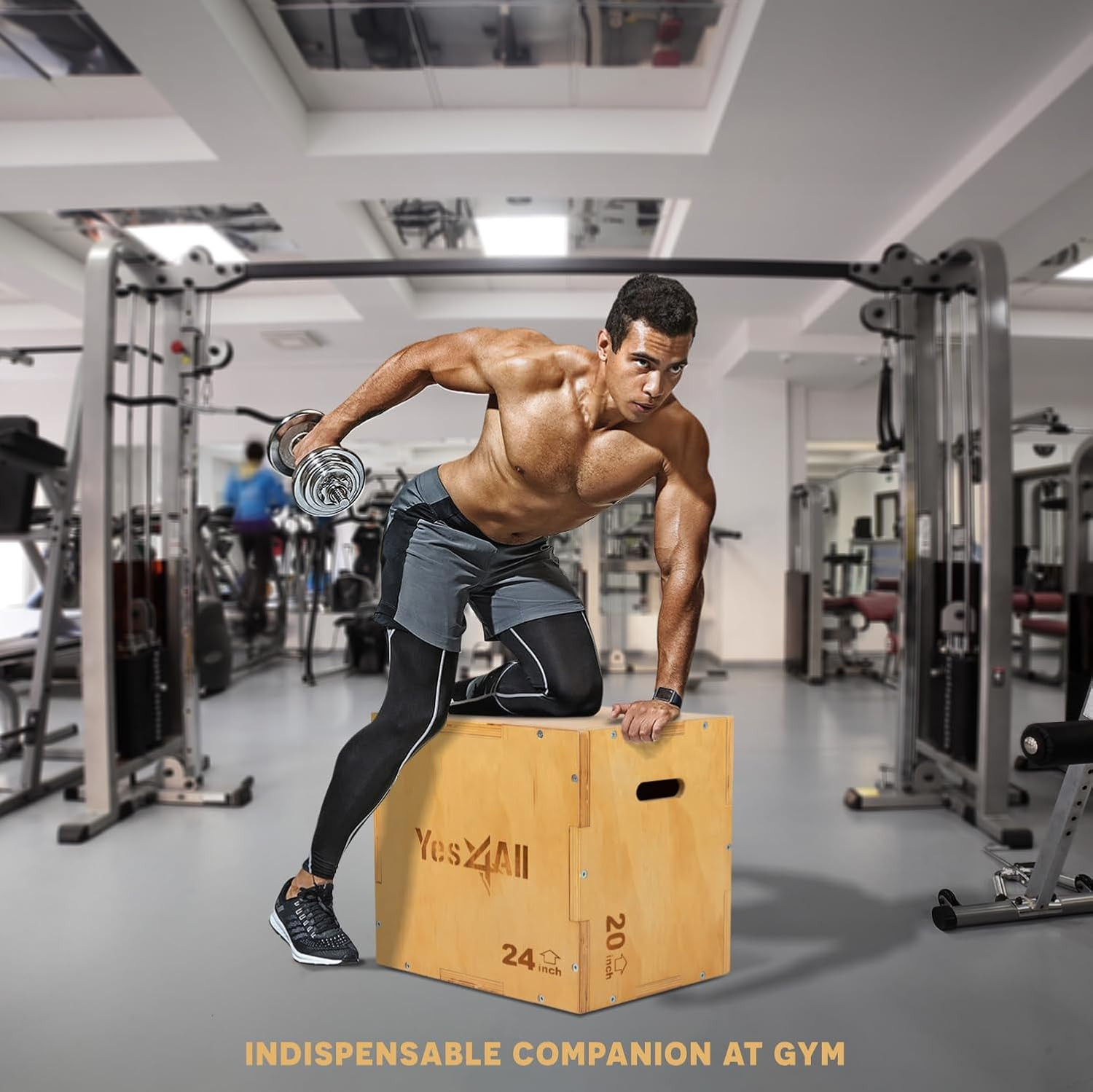 Plyo Box, 3-In-1 Wooden Box Jumps for Home Gym, 450 Lbs Boxes Step up with Smoot