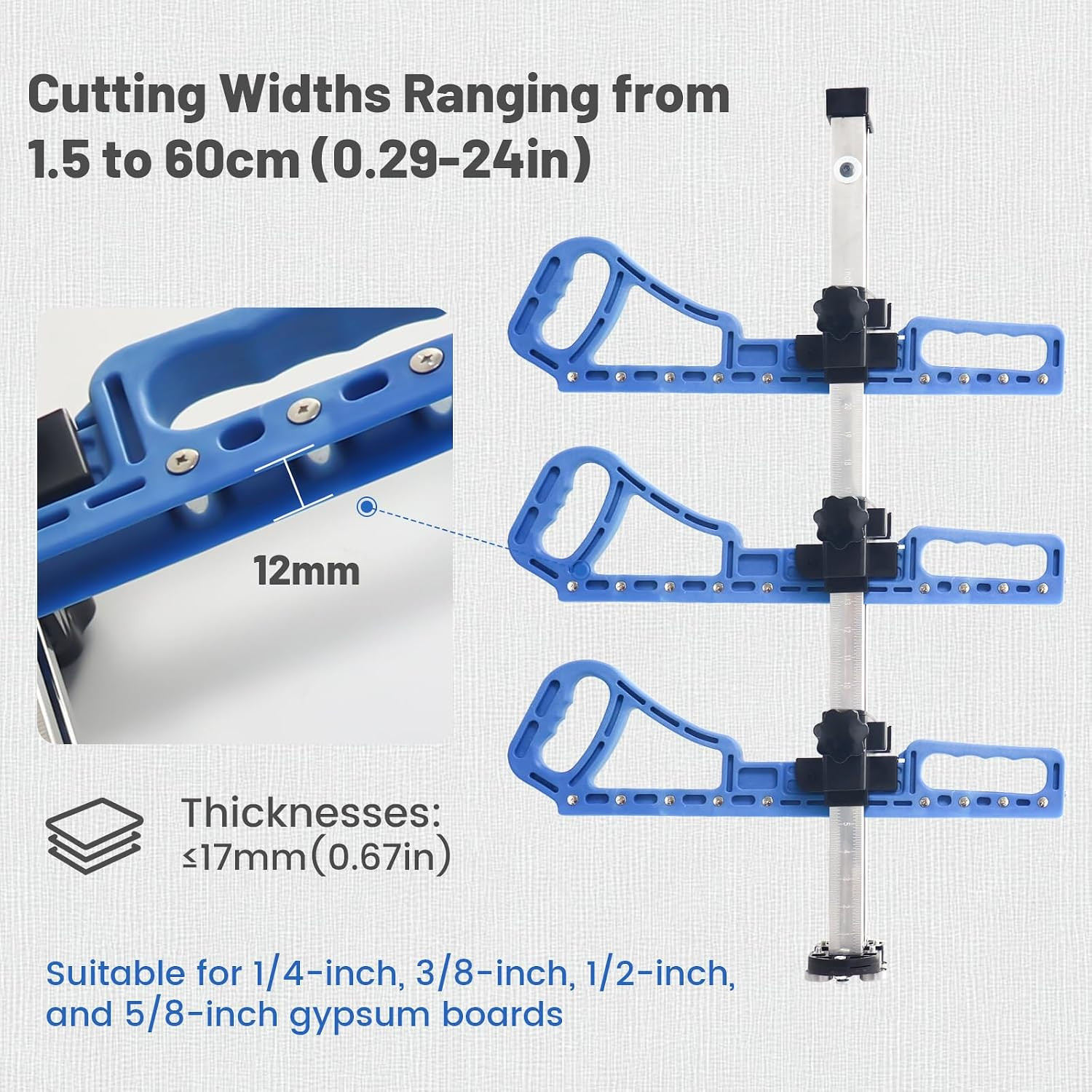 Foldable Drywall Cutting Tool 5/8in Dual Scale Deburring Scraper DIY Cutter Kit