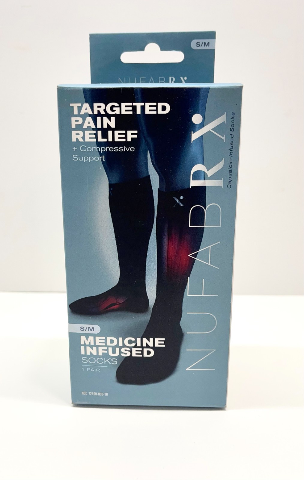 BNIB - NuFabrx Targeted Pain Relief, Medicine Infused Compression Socks, S/M