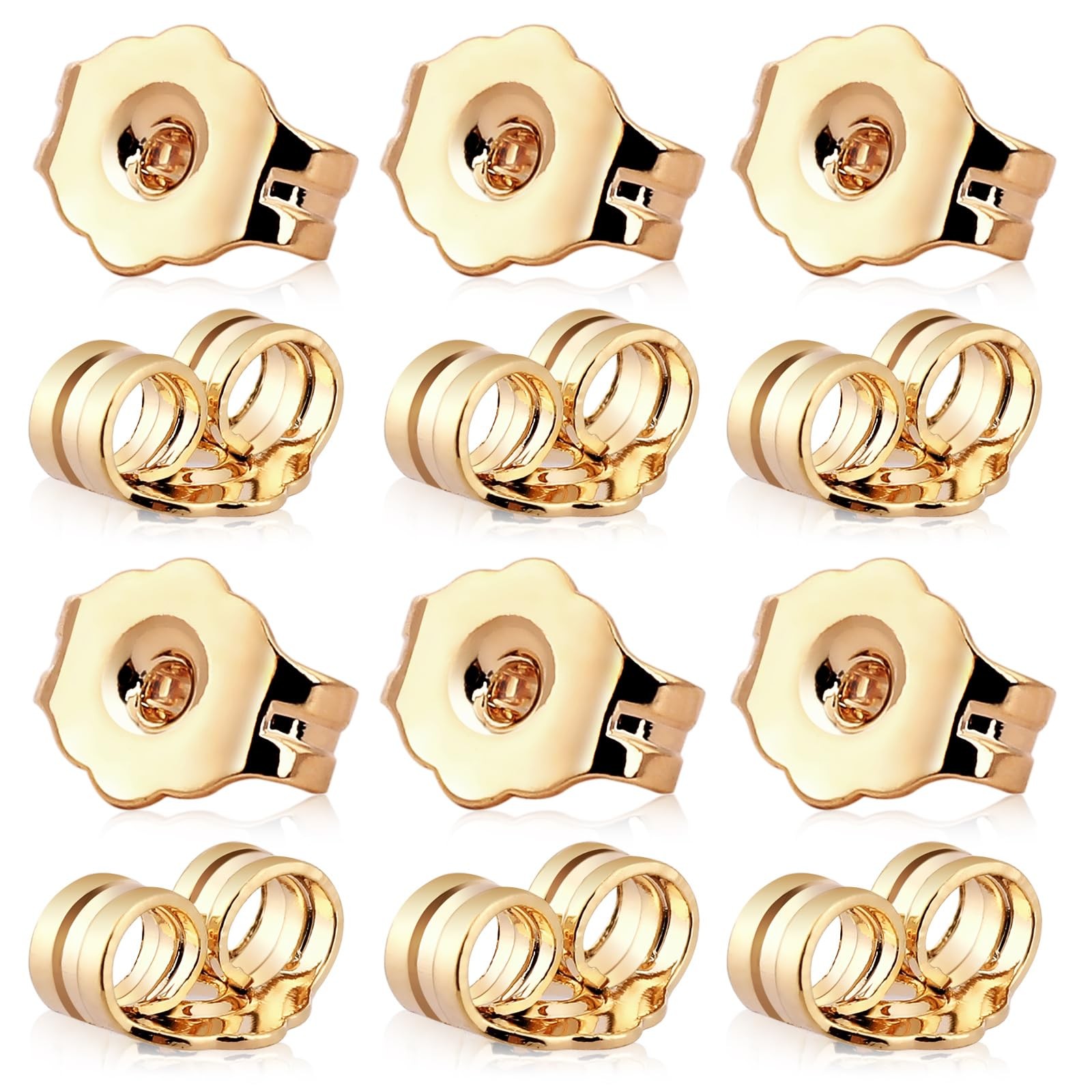 SANNIX 30Pcs/15 Pairs Earring Backs for Studs Locking, 14K Gold Earring Back ...
