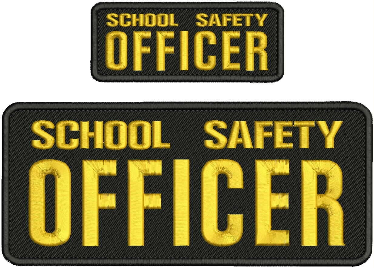 SCHOOL SAFETY OFFICER embroidery patches 4x10 and 2x5 hook on back GOLD letters