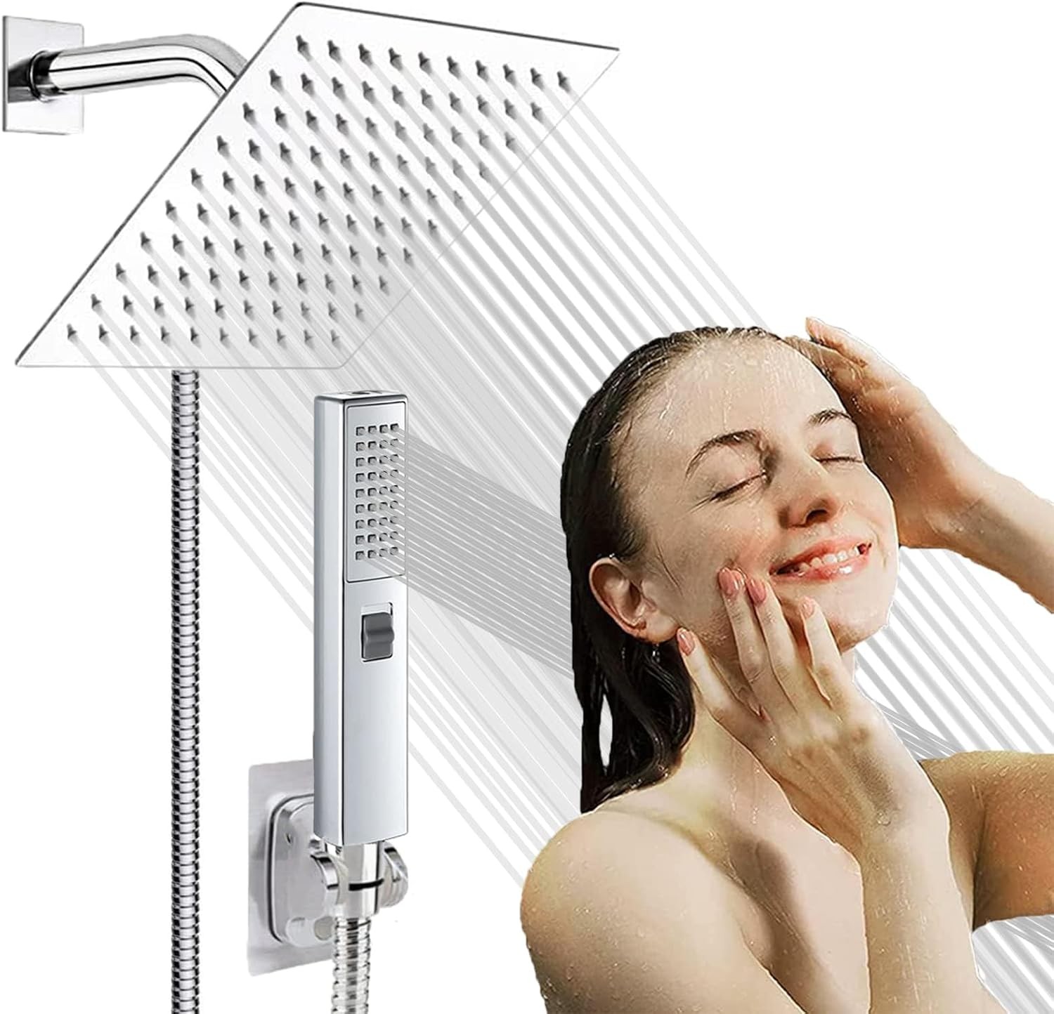 Shower Heads with Handheld Spray bo, High Prure Square Rain
