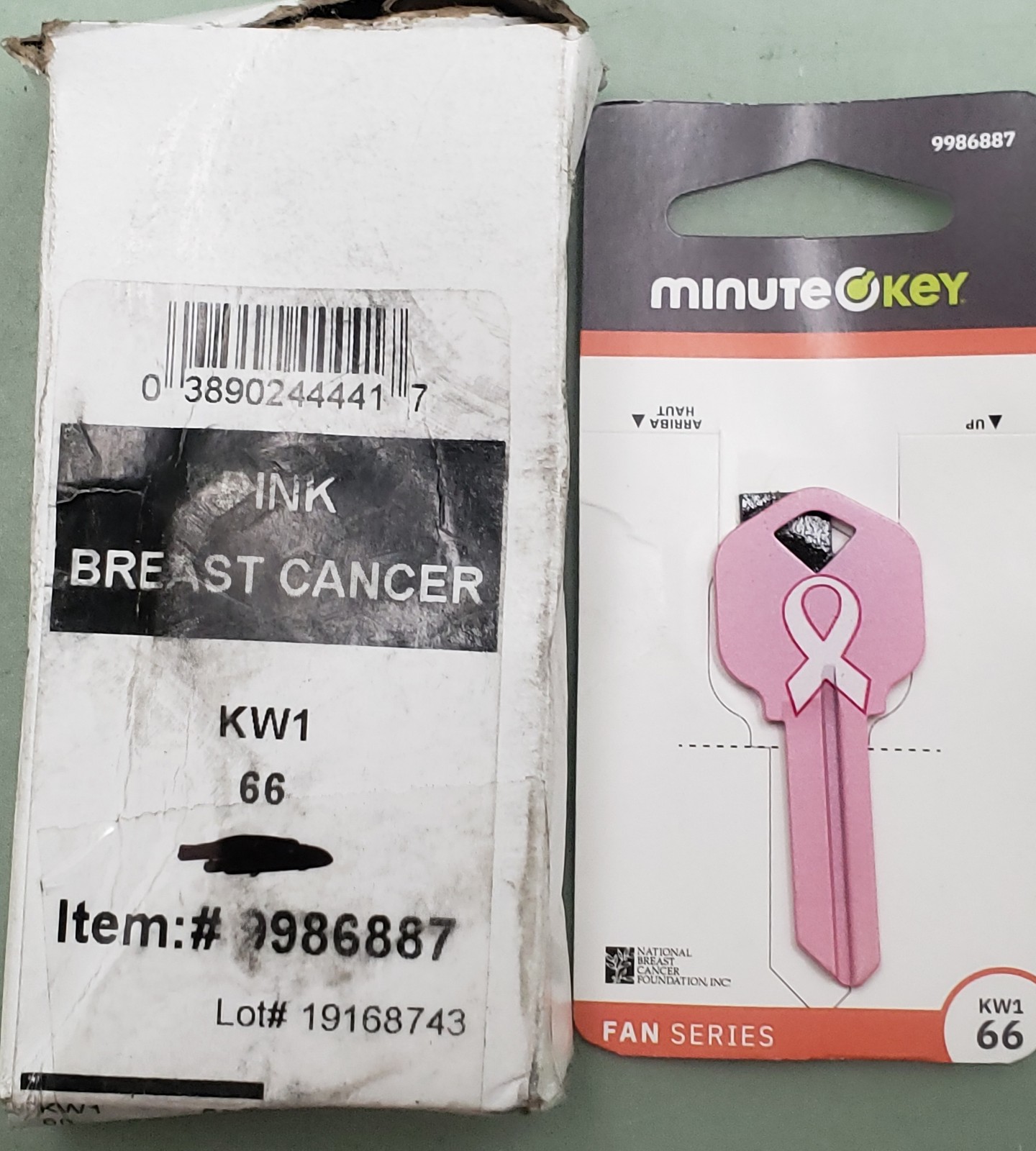 New Genuine Minute Key 9986887 Pink #66 KW1 Brass House/Entry Key Blank