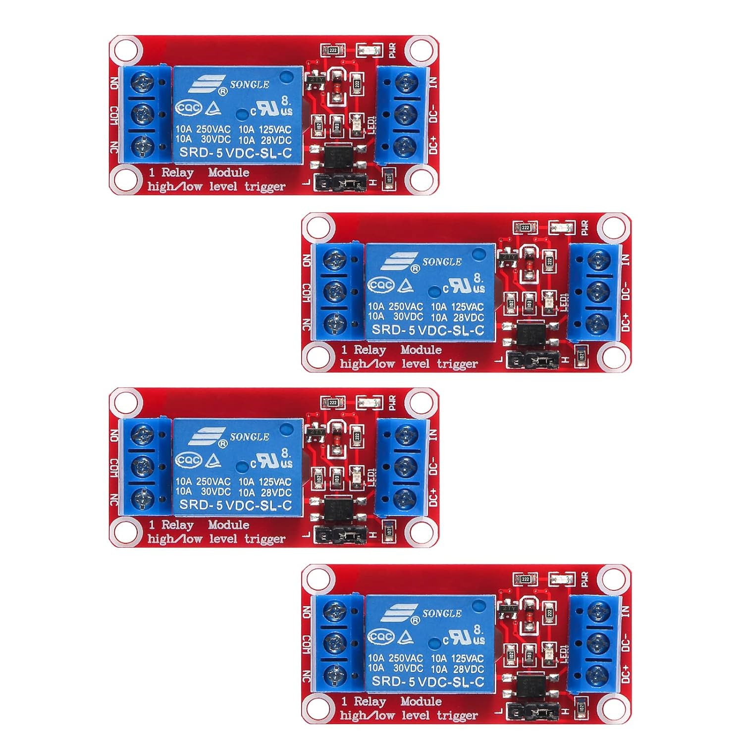 4Pcs DC 5V Relay Module - 1 Channel Relay Switch Board with Optocoupler