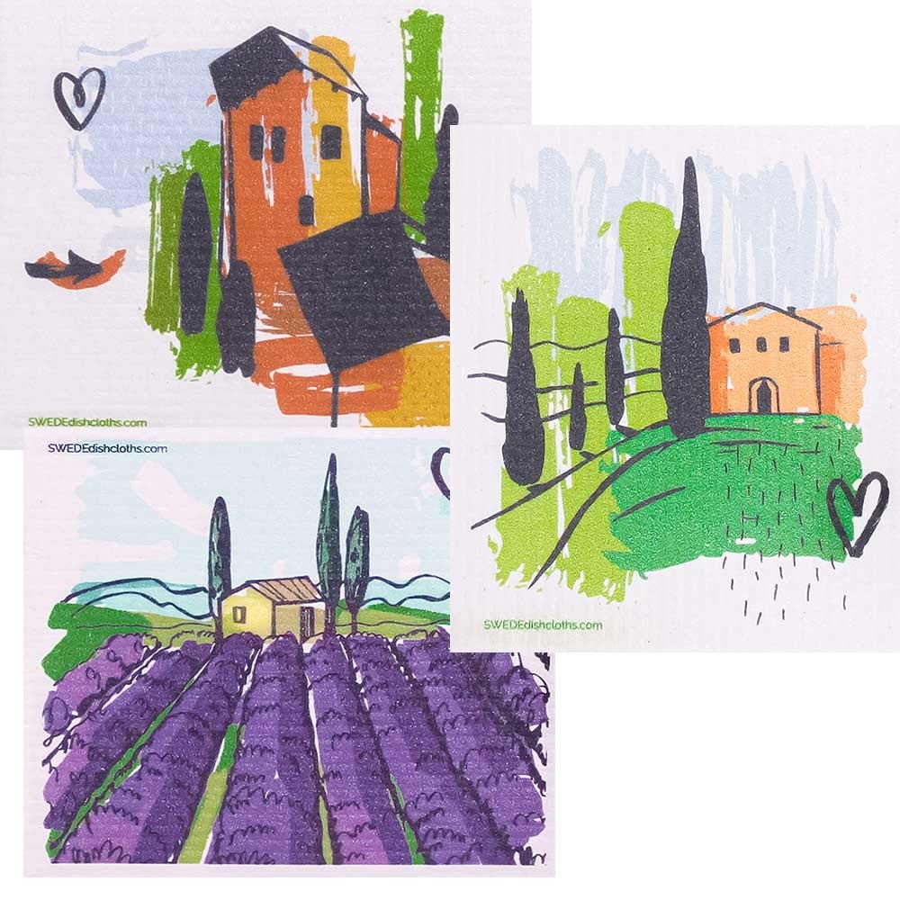 Cellulose Sponge Dish Towels Mixed Tuscany Swedish Dish Cloths Set 3 PCS