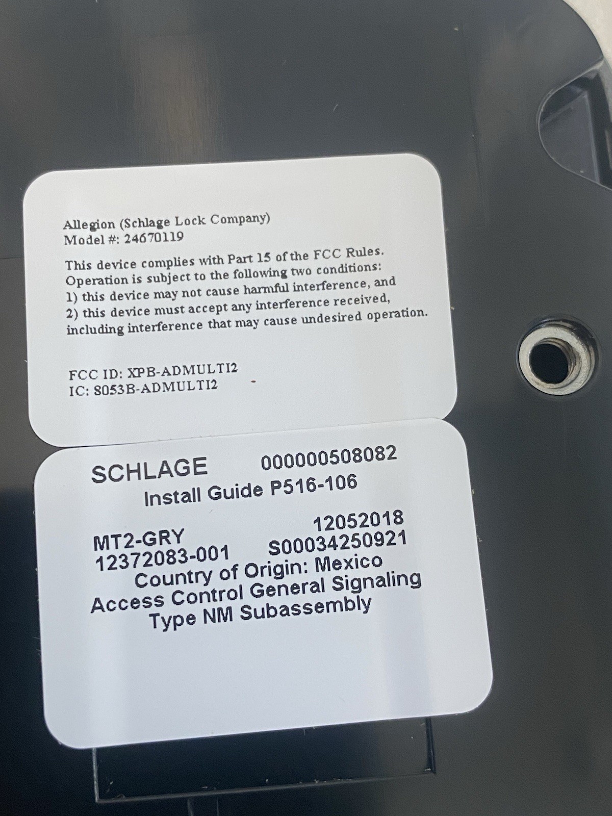 SCHLAGE MT2-GRY CARD READER