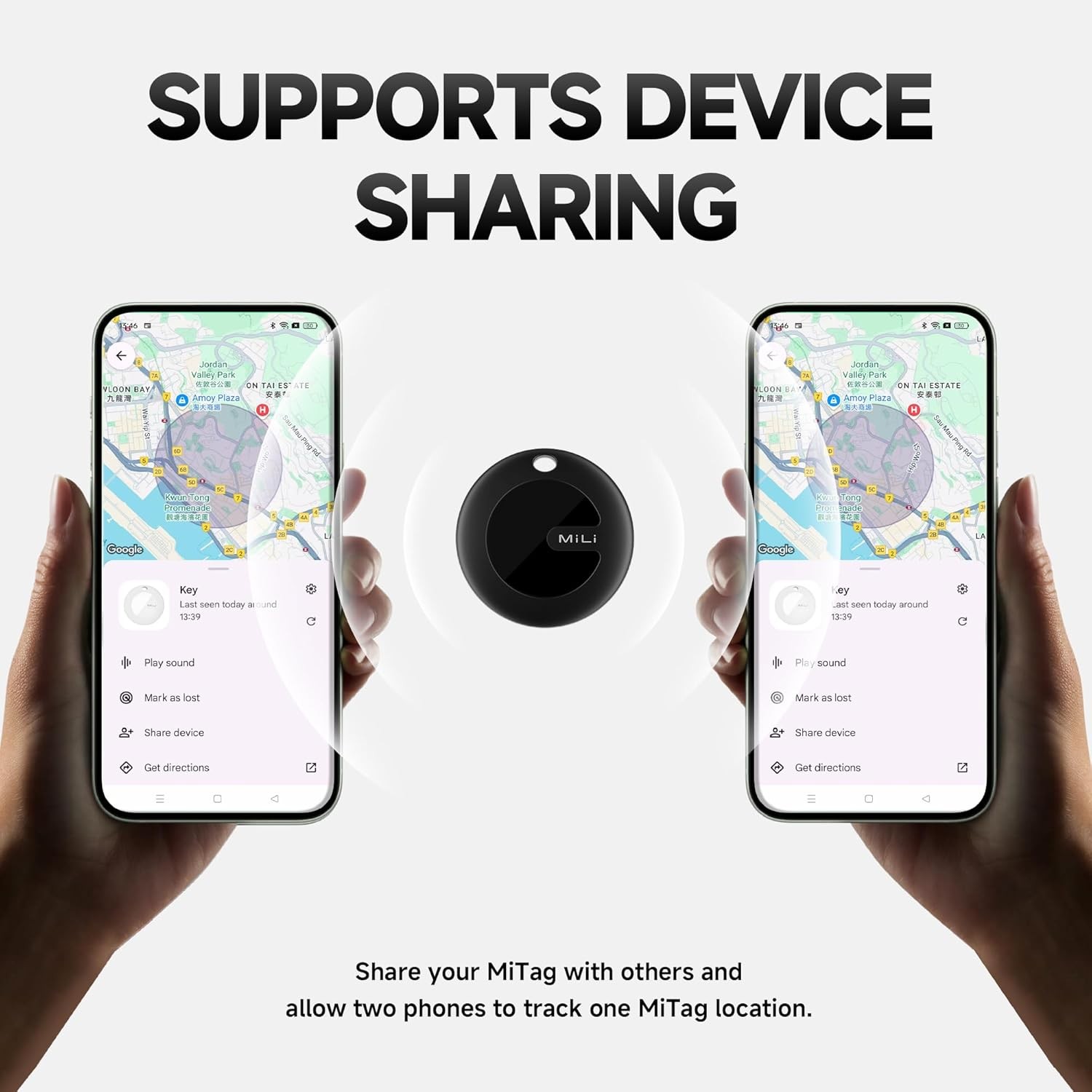 MiLi MiTag Bluetooth Tracker for Android, Google Certified Key BLK, 1PC