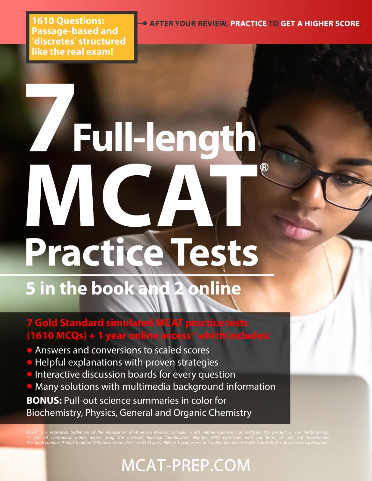 7 Full-length MCAT Practice Tests Book, 2026-2027 MCAT preparation