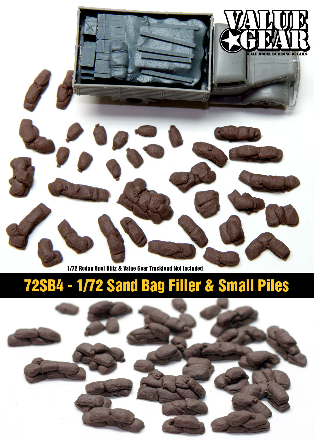 1/72 Sand Bag "Filler & Piles of sandbag" - Value Gear War Gaming Dioramas