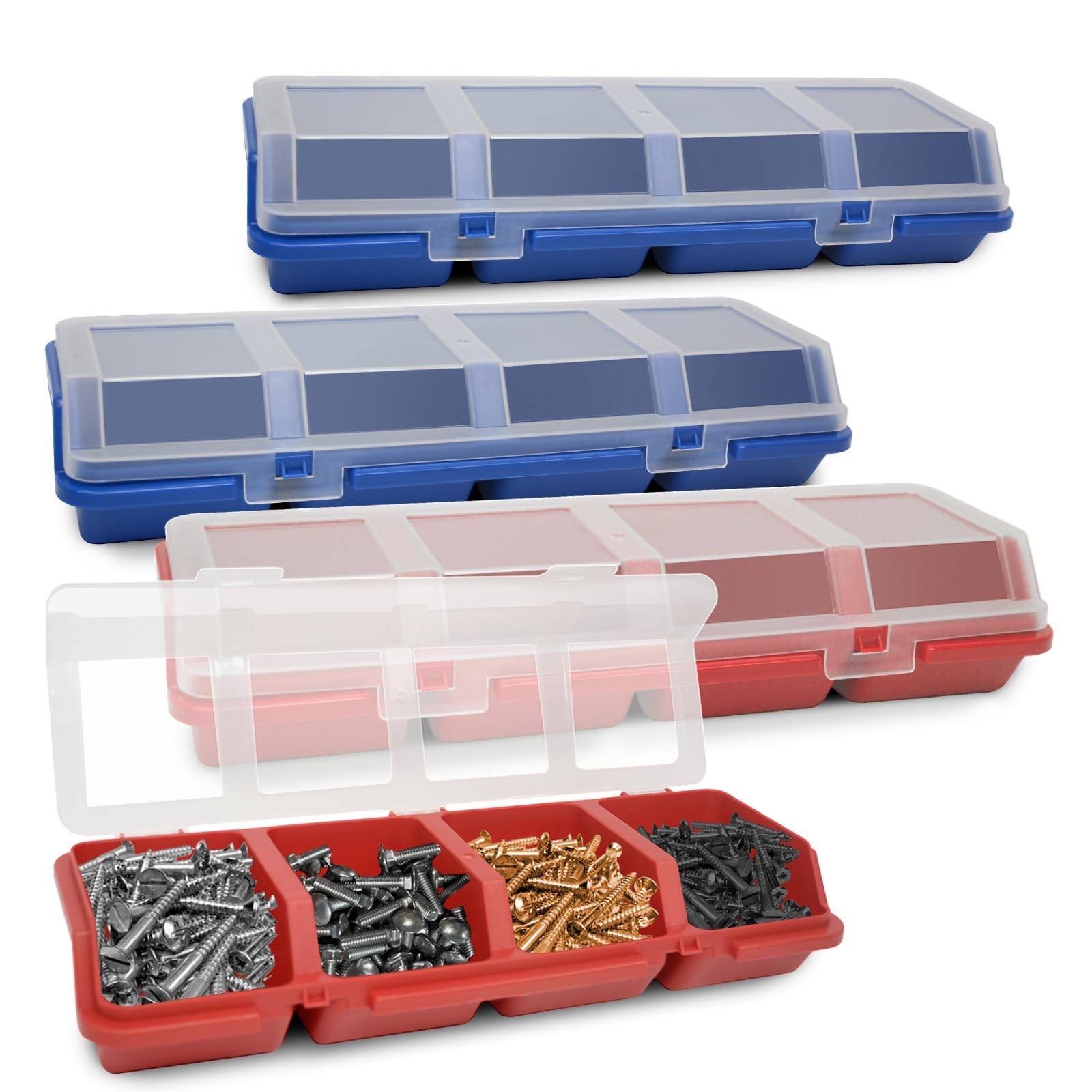 AJCSCM 4 Pcs Screw Nail Organizers and Storage Bins with Lids, Stackable Plas...