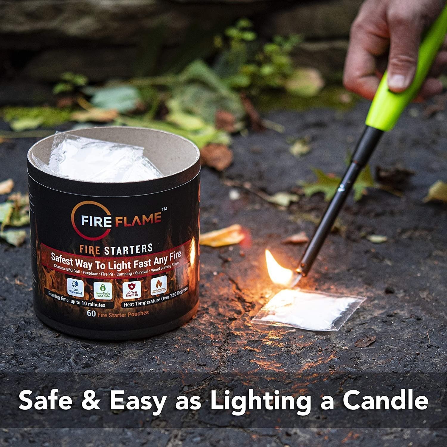 Fireflame Quick Instant Fire Starter - 100% Waterproof Indoor & Outdoor, 40 Pack