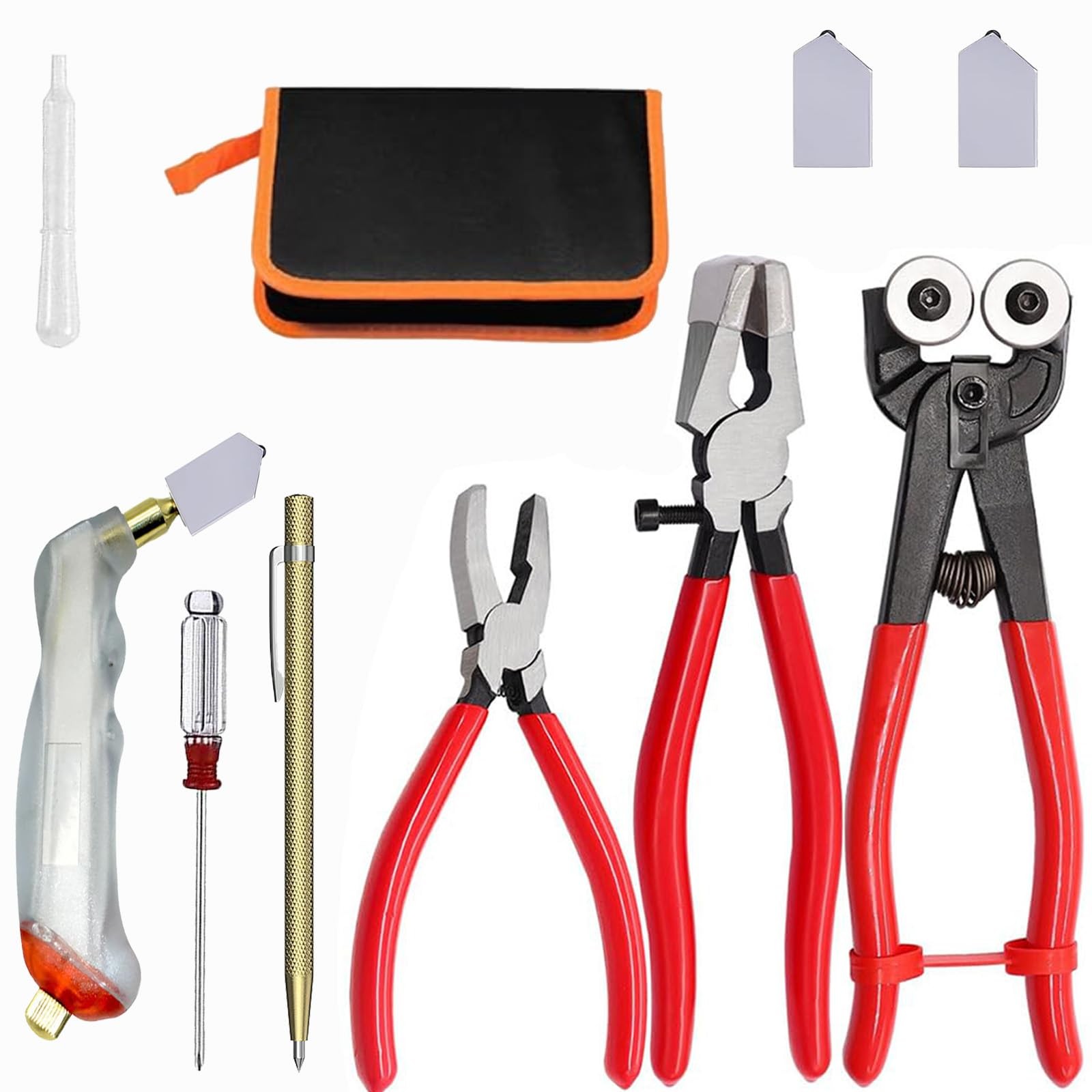 Glass Cutting Tool Set,Wheeled Tile Nippers Breaking Pliers Glass Running Pli...