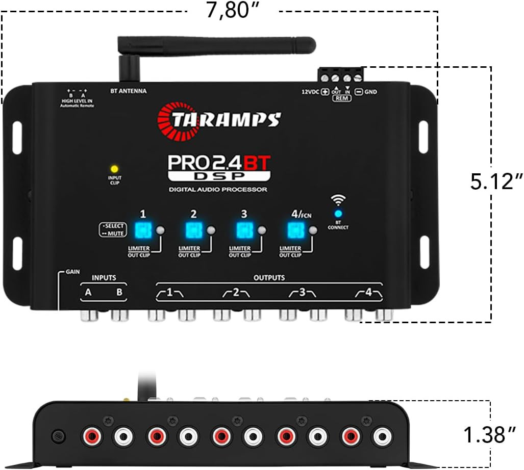 Taramps Pro 2.4 BT Bluetooth DSP Crossover Full, Digital Signal Processor, Car A