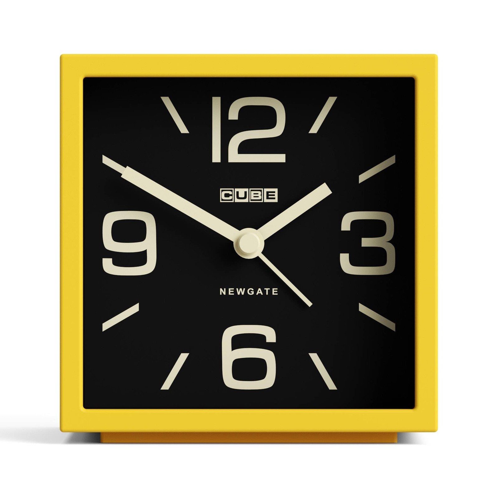 NEWGATE® Cube Alarm Clock | Designled Shaped 4 x 4 x 3 in, Citrus Yellow