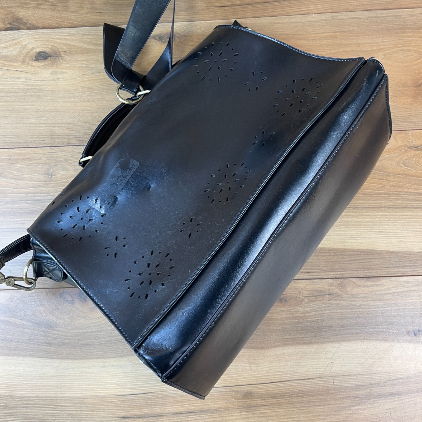 Ecosusi Laptop Bag Womens Black Leather Top Handle Inner Pockets Formal File Bag