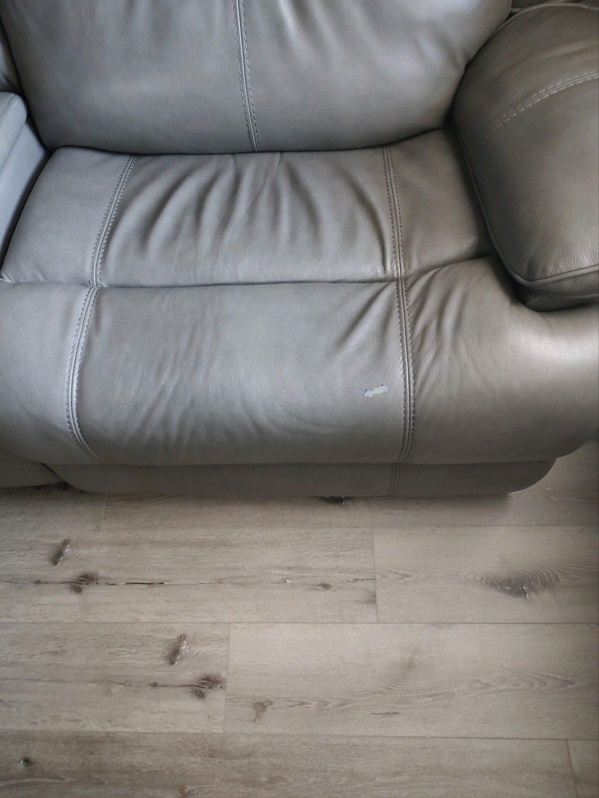 Five Piece Gray Leather Sectional