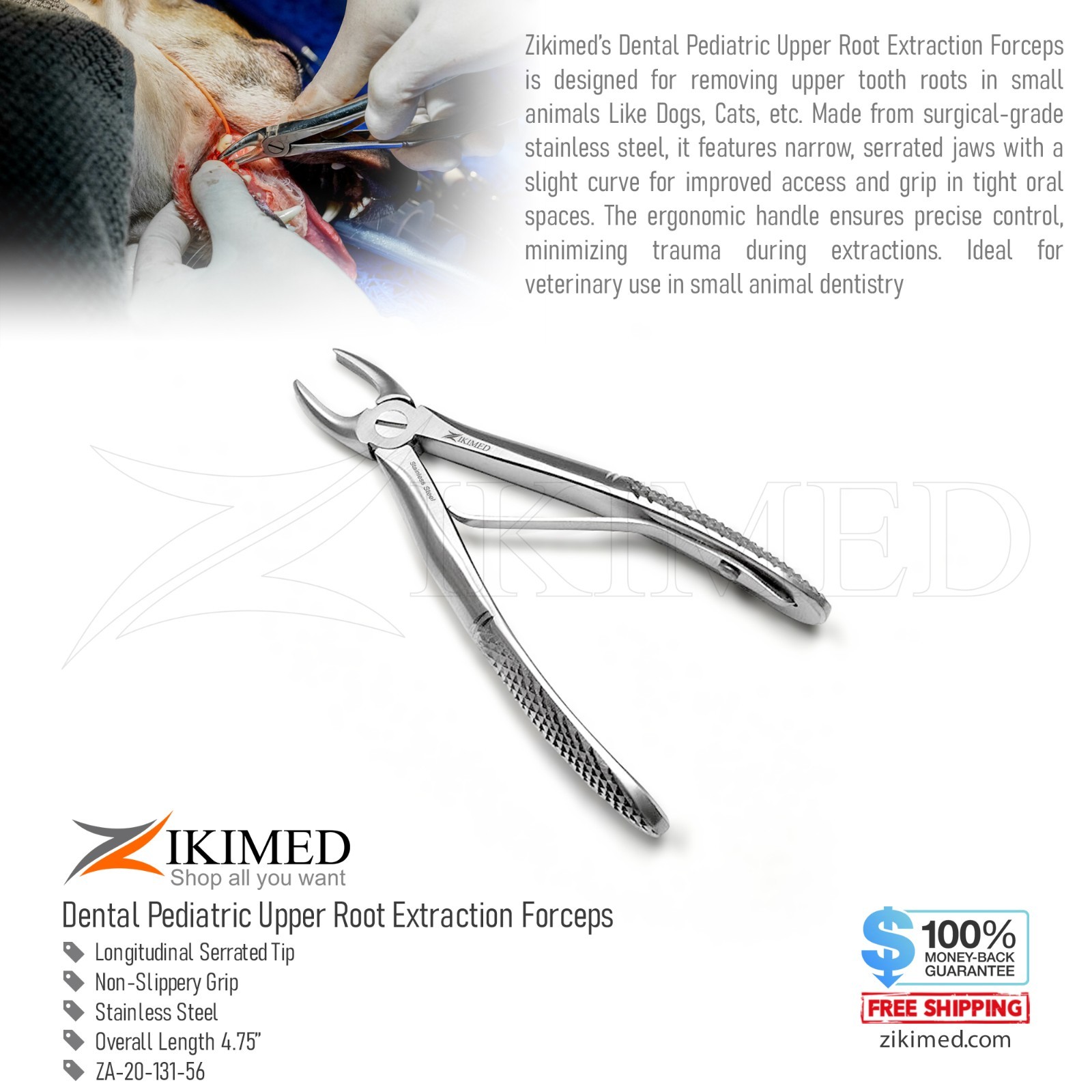 Tooth Dental  Pediatric Upper Root Extracting Forceps Fig # 4 Stainless Steel