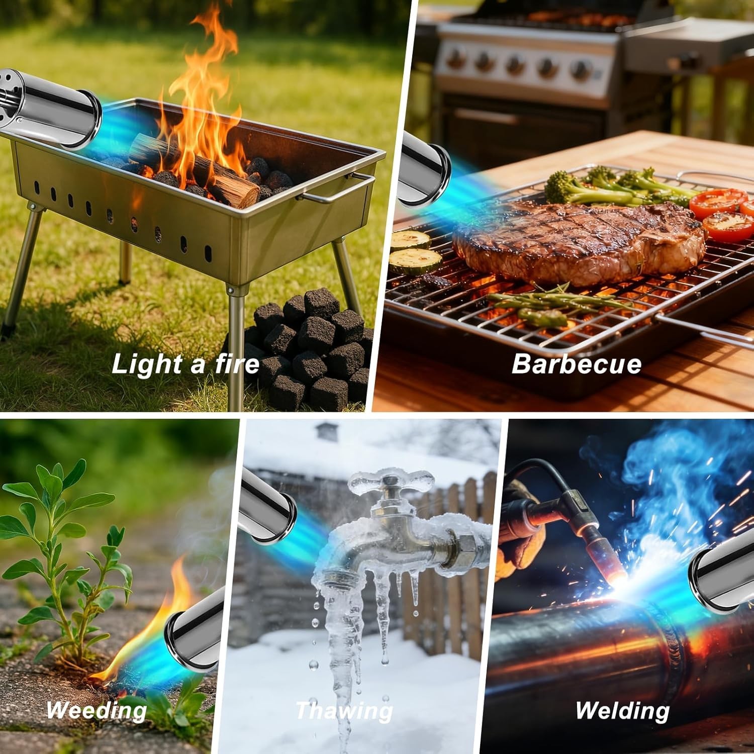Powerful Propane Torch Gun with Adjustable Flame, Kitchen Blow Torch for Cooking