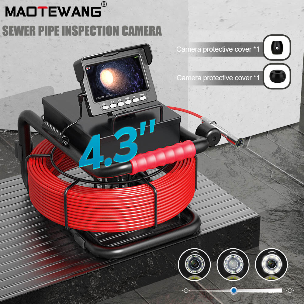 98ft/30M Sewer Camera 4.3" LCD Monitor HD Drain Pipe Inspection Camera 1000TVL