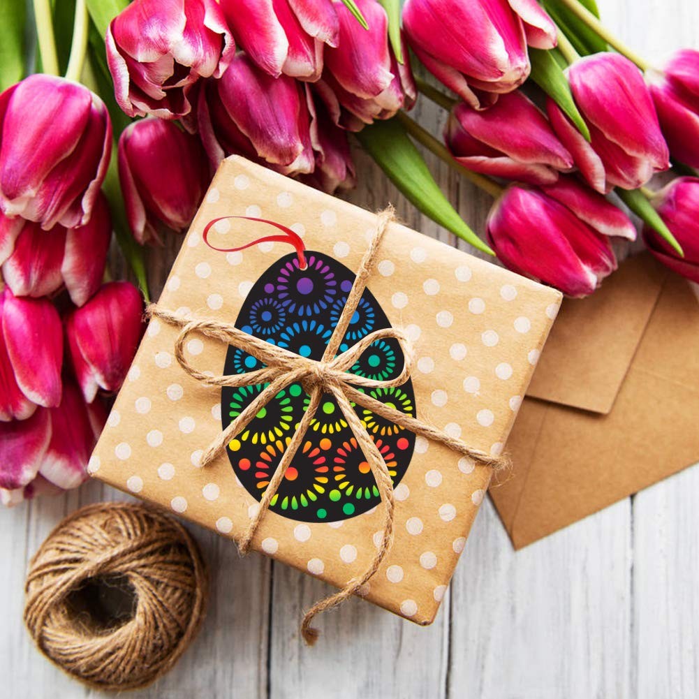 Easter Egg Scratch Art Set, 36 PCS Rainbow Scratch Art Mini Notes with Colorf...